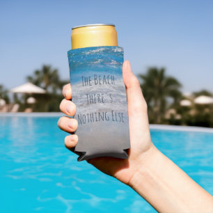 Rafraîchisseur Pour Canette Slim La Plage Bleu Blanc Côtier Océan Vague Phrase