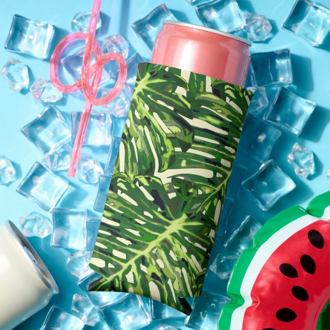 Rafraîchisseur Pour Canette Slim Les Feuilles tropicaux peuvent se refroidir (Été in situ)
