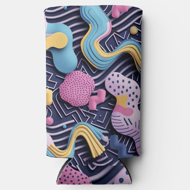 Rafraîchisseur Pour Canette Slim Lignes pastel aux formes arrondies (Recto)