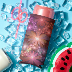 Rafraîchisseur Pour Canette Slim Lit De Fleurs Coloré brillant Abstrait Fractage Ar
