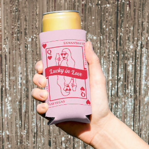 Rafraîchisseur Pour Canette Slim Lucky In Love Bold Rose & Red Bachelorette