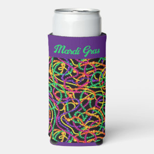 Rafraîchisseur Pour Canette Slim Mardi Gras Pour Les Perles Et La Grande Bière