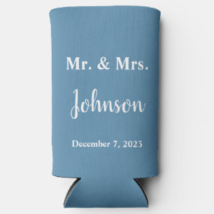 Rafraîchisseur Pour Canette Slim Mariage bleu et blanc minimaliste Dusty