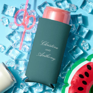 Rafraîchisseur Pour Canette Slim Mariage Classique Vert Sarcelle Ancien Argent