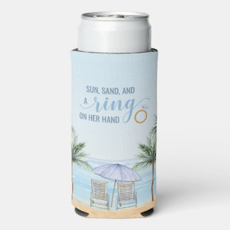 Rafraîchisseur Pour Canette Slim Mariage de plage personnalisé peut refroidir