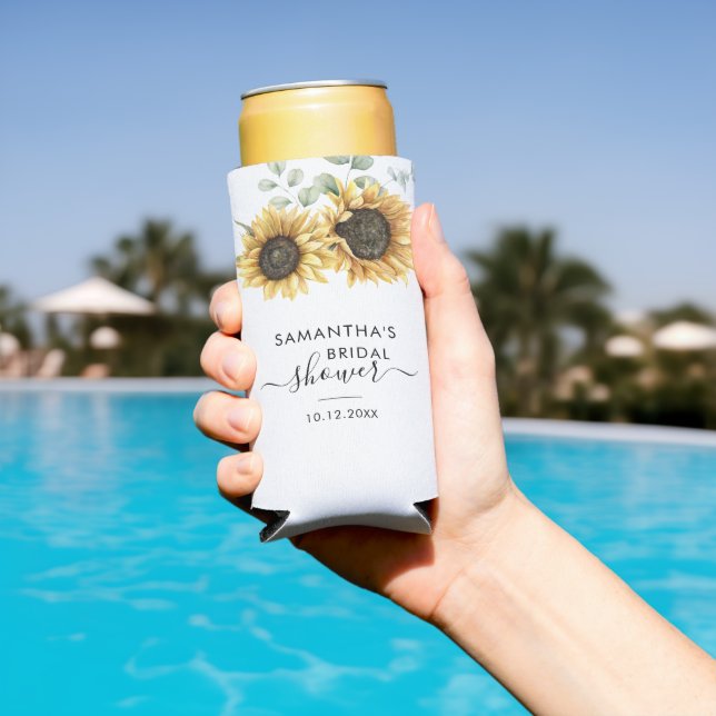 Rafraîchisseur Pour Canette Slim Mariage de tournesol Eucalyptus écriture (Piscine in situ)