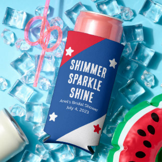 Rafraîchisseur Pour Canette Slim Mariage patriotique "Shimmer Sparkle Shine" Faveur