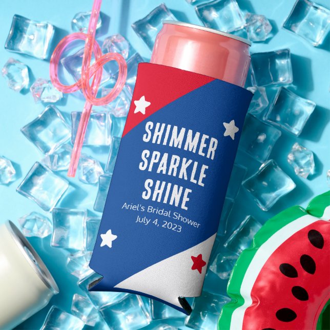 Rafraîchisseur Pour Canette Slim Mariage patriotique "Shimmer Sparkle Shine" Faveur (Été in situ)