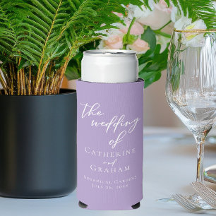 Rafraîchisseur Pour Canette Slim Mariage Personnalisé Violet Lilas Charmant