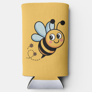 Rafraîchisseur Pour Canette Slim Mascotte abeille enfantine avec piste pointillée