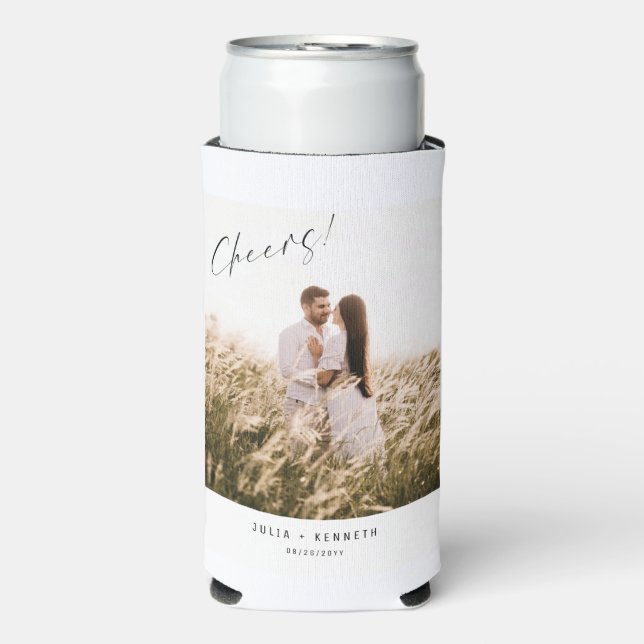 Rafraîchisseur Pour Canette Slim Minimalistic Wedding Photo Wine (Seltzer Recto)