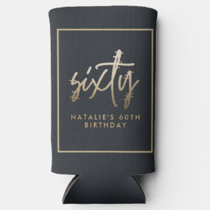 Rafraîchisseur Pour Canette Slim Moderne 60e anniversaire simple script élégant sty