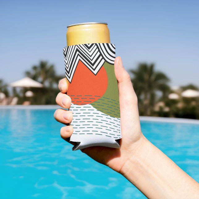 Rafraîchisseur Pour Canette Slim Moderne Abstraite du milieu du siècle (Piscine in situ)