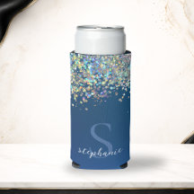 Moderne Monogramme Bleu Paillettes Personnalisé ho