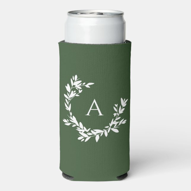 Rafraîchisseur Pour Canette Slim Monogramme botanique Chasseur forestier initial Ve (Seltzer Verso)