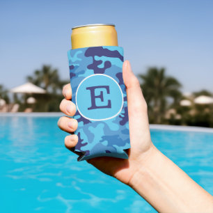 Rafraîchisseur Pour Canette Slim Monogramme de camouflage bleu
