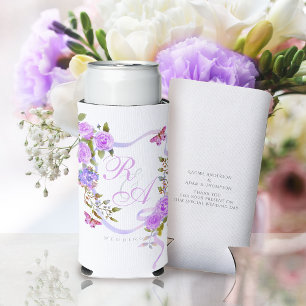 Rafraîchisseur Pour Canette Slim Monogramme de ruban violet Rose pouvant refroidir