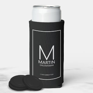 Rafraîchisseur Pour Canette Slim Monogramme et nom personnalisé moderne Groomsmen S