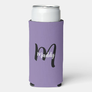 Rafraîchisseur Pour Canette Slim Monogramme minimal moderne violet Nom + Initiale