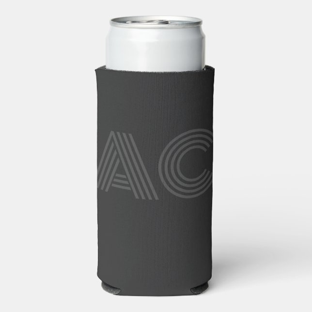 Rafraîchisseur Pour Canette Slim Monogramme moderne noir et gris (Seltzer Verso)