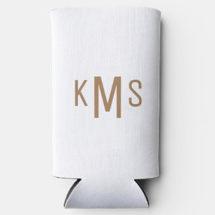 Rafraîchisseur Pour Canette Slim Monogramme or moderne simple blanc