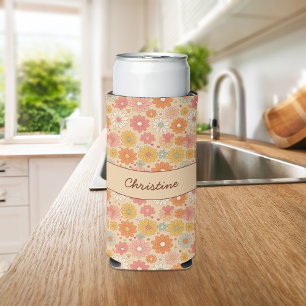 Rafraîchisseur Pour Canette Slim Monogramme personnalisé floral rétro