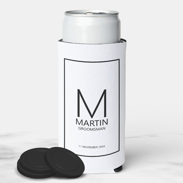 Rafraîchisseur Pour Canette Slim Monogramme personnalisé moderne et Groomsmen de no (Créateur téléchargé)
