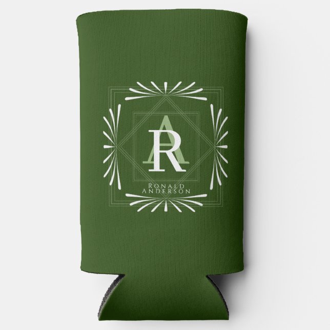 Rafraîchisseur Pour Canette Slim Monogramme vert cadre élégant (Recto)
