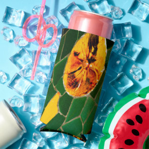 Rafraîchisseur Pour Canette Slim Mosaïque florale verte et jaune