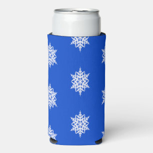 Rafraîchisseur Pour Canette Slim Motif de flocon blanc sur bleu