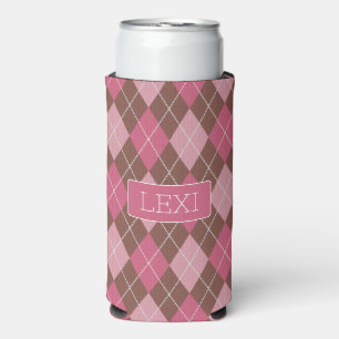 Rafraîchisseur Pour Canette Slim Motif de Jacquard Diamond Pink / Coffee - votre no