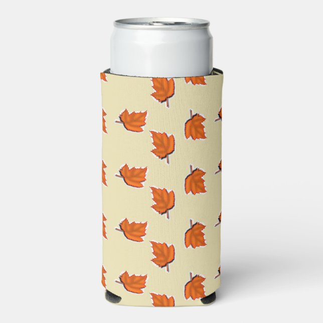 Rafraîchisseur Pour Canette Slim motif feuille Brown sec (Seltzer Recto)
