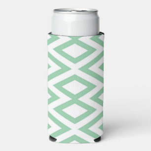 Rafraîchisseur Pour Canette Slim Motif géométrique vert pastel blanc