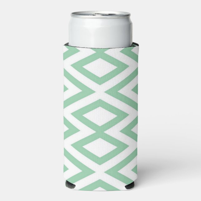 Rafraîchisseur Pour Canette Slim Motif géométrique vert pastel blanc (Seltzer Recto)