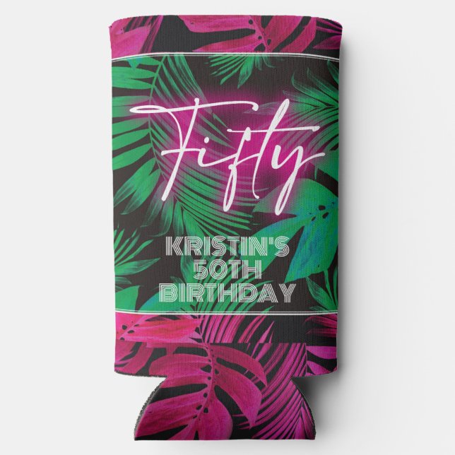 Rafraîchisseur Pour Canette Slim Neon Pink Tropical 50e anniversaire (Verso)