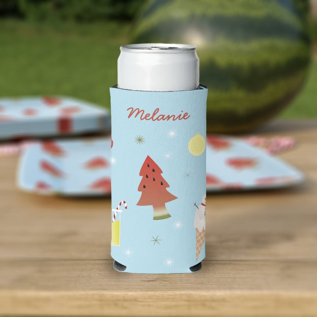 Rafraîchisseur Pour Canette Slim Noël en juillet BBQ Summer Party Personnalisé (Créateur téléchargé)