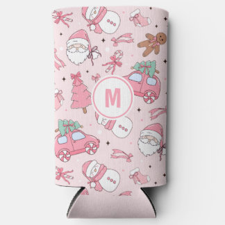 Rafraîchisseur Pour Canette Slim Noël rose sans couture personnalisable
