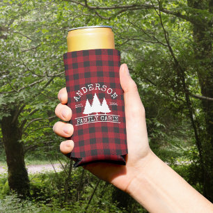 Rafraîchisseur Pour Canette Slim Nom de famille du cabine Red Buffalo Plaid