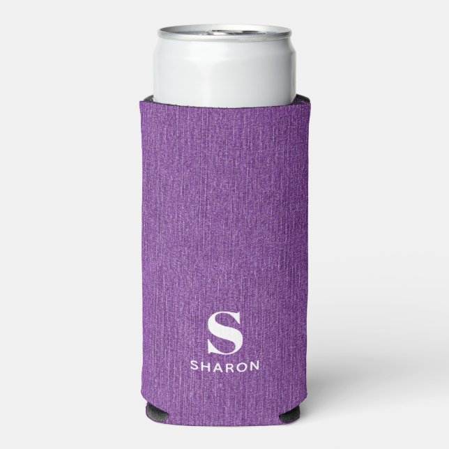 Rafraîchisseur Pour Canette Slim Nom du monogramme Denim violet Imprimer mince (Seltzer Recto)