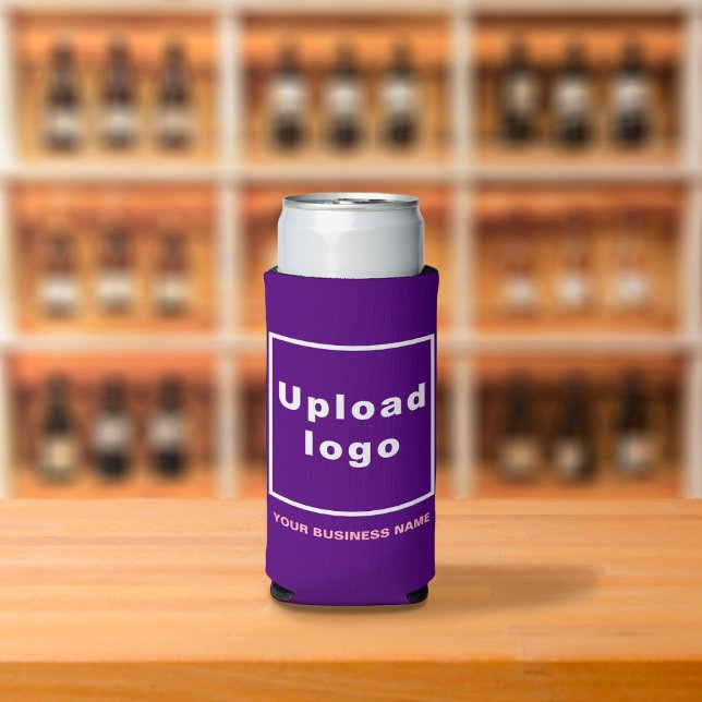 Rafraîchisseur Pour Canette Slim Nom et logo de l'entreprise sur Purple (Build brand name awareness. Your business name and logo on purple seltzer can cooler.)