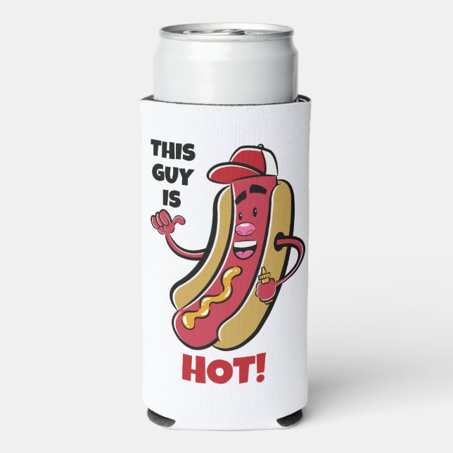 Rafraîchisseur Pour Canette Slim Nom et texte personnalisés Hot Dog (Seltzer Verso)