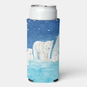 Rafraîchisseur Pour Canette Slim Ours polaires et paysage neigeux Illustration