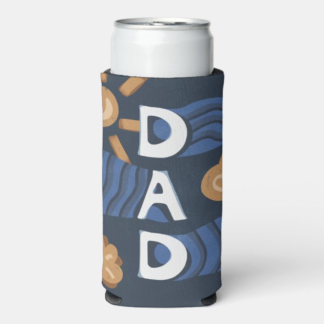 Rafraîchisseur Pour Canette Slim Papa - Bonne Fête des pères bleu marine (Seltzer Recto)