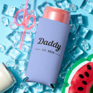 Rafraîchisseur Pour Canette Slim Papa depuis l'année noir texte bleu
