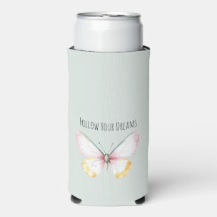 Rafraîchisseur Pour Canette Slim Papillon sarcelle rose blanc jaune menthe