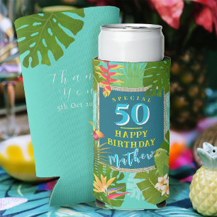 Rafraîchisseur Pour Canette Slim Paradis Tropical Anniversaire Annuel Sarcelle