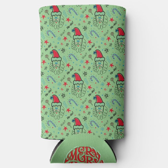 Rafraîchisseur Pour Canette Slim Père Noël illustration Fouets de stockage de Noël (Recto)