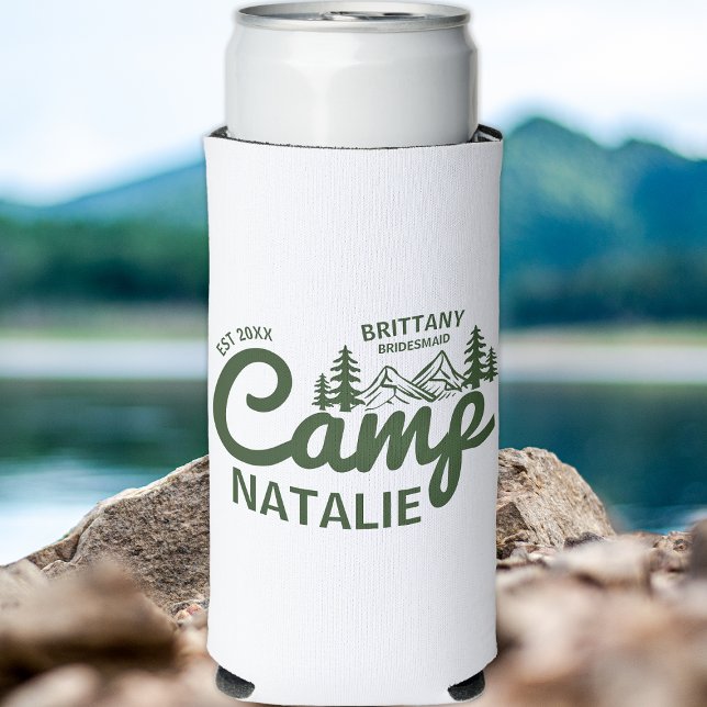 Rafraîchisseur Pour Canette Slim Personnalisé Camp Bach Bachelorette Party Custom (Créateur téléchargé)