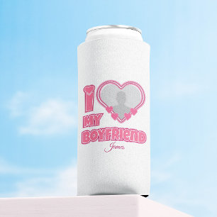 Rafraîchisseur Pour Canette Slim Personnalisé J'aime mon petit ami – Ajouter une ph
