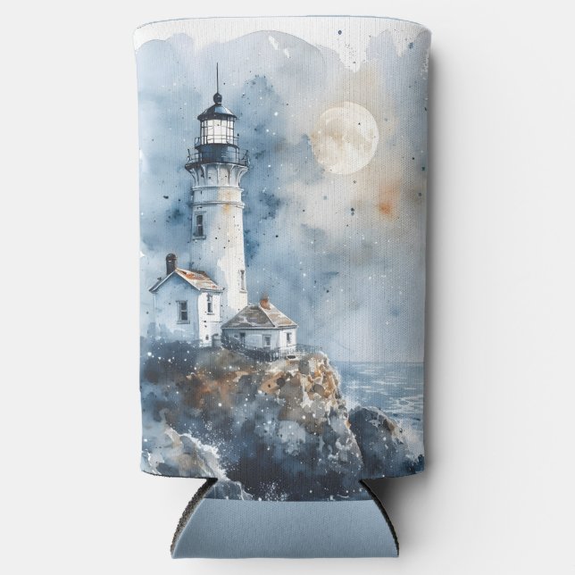 Rafraîchisseur Pour Canette Slim Phare Lumineux sur la côte rocheuse (Recto)